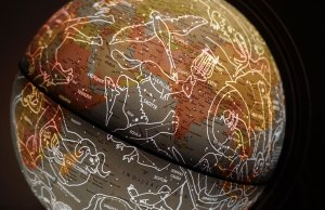 world map with horoscope information