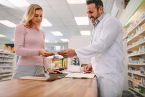 Woman and her psychiatrist discussing a prescription